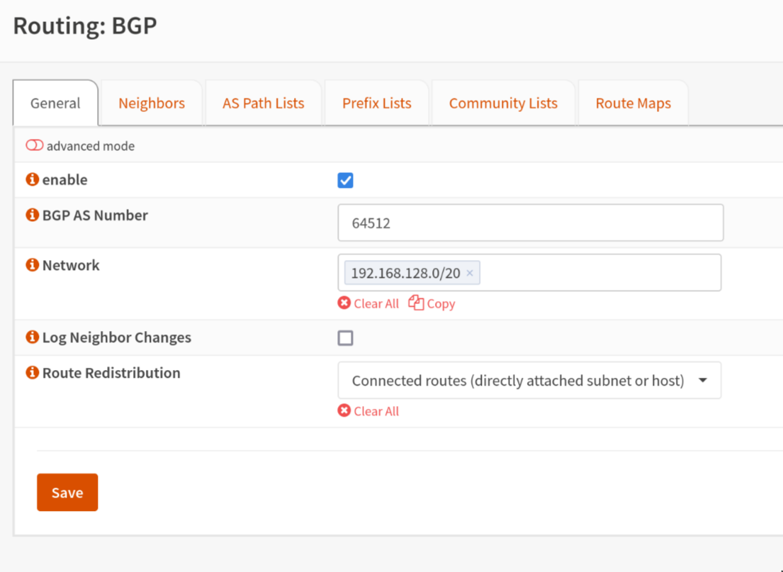 BGP settings with ASN set